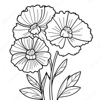 Beautiful Carnation Bouquet Coloring Page | Carnation coloring page
