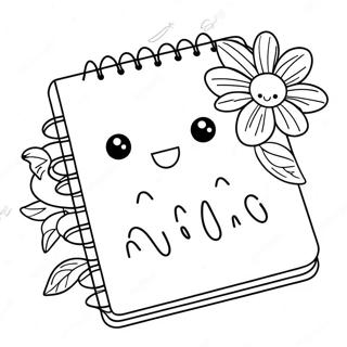 Cute Diary with Flowers Coloring Page | Diary coloring page