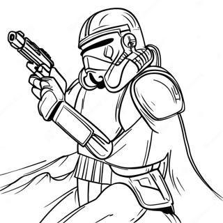 Detailed Phase 1 Clone Trooper Action Pose Coloring Page | Phase 1 Clone Trooper coloring page
