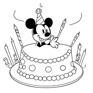 Mickey Mouse Birthday Celebration Coloring Page | Disney Happy Birthday coloring page