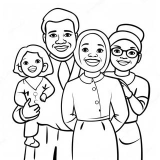 Joyful Black Family Coloring Page | Black People coloring page