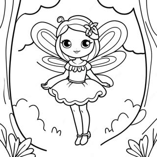 Magical Fairy in Enchanted Forest Coloring Page | Fairyland coloring page
