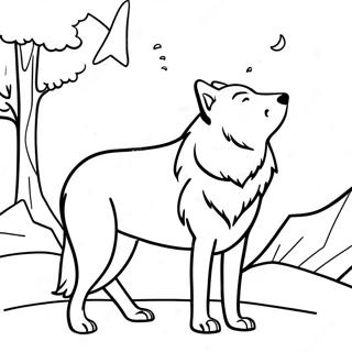 Arctic Wolf Howling at the Moon Coloring Page | Arctic Wolf coloring page