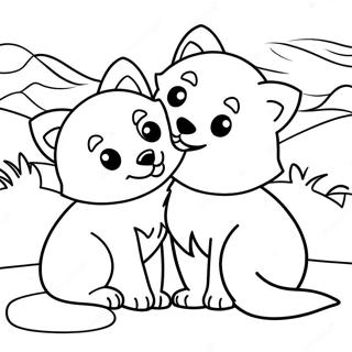 Playful Arctic Wolf Puppies Coloring Page | Arctic Wolf coloring page