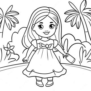 Cute Barbie Stacie in Summer Dress Coloring Page | Barbie Stacie coloring page