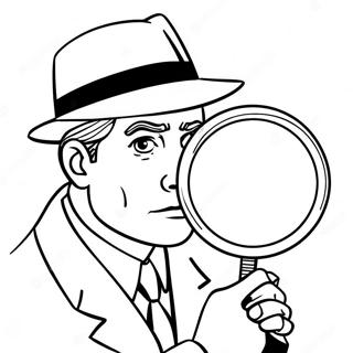 Detective with Magnifying Glass Coloring Page | Forensic Science coloring page