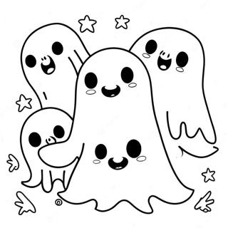 Creepy Ghosts Coloring Page | Spooky Month coloring page
