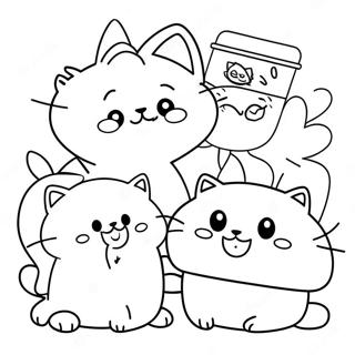 Cute Chococat with Friends Coloring Page | Chococat coloring page