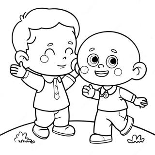 Little Bill Playing with Friends Coloring Page | Little Bill coloring page