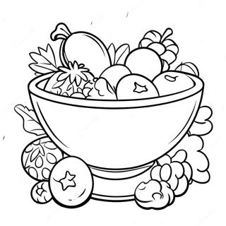 Cereal Bowl with Colorful Fruits Coloring Page | Cereal coloring page