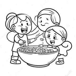 Happy Kids Eating Cereal Coloring Page | Cereal coloring page