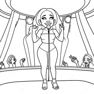 Doja Cat Singing on Stage Coloring Page | Doja Cat coloring page