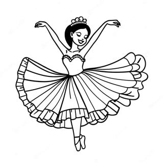 Graceful Black Ballerina Dancing Coloring Page | Black Ballerina coloring page