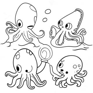 Pulpo Vs Calamar Páginas para Colorear