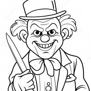 Krypande gangster clown med kniv färgläggningssida | Gangster Skrämmande Clown målarbild