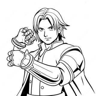 Edward Elric with His Automail Arm Coloring Page | Fullmetal Alchemist coloring page