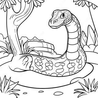 Titanoboa in a Jungle Habitat Coloring Page | Titanoboa coloring page