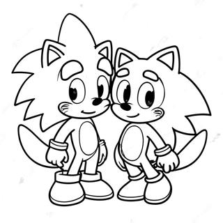 Sonic and Tails Valentine Adventure Coloring Page | Sonic Valentine coloring page