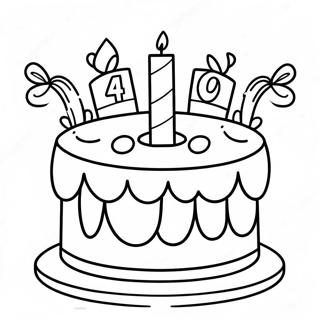 Colorful 40th Birthday Cake Coloring Page | 40th Birthday coloring page