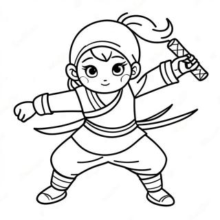 Ninja Girl in Action Coloring Page | Ninja Girl coloring page