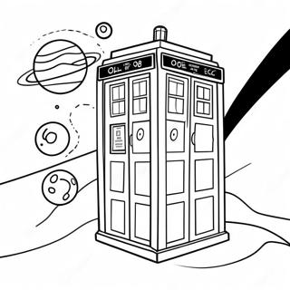 TARDIS in Space Coloring Page | Dr. Who coloring page