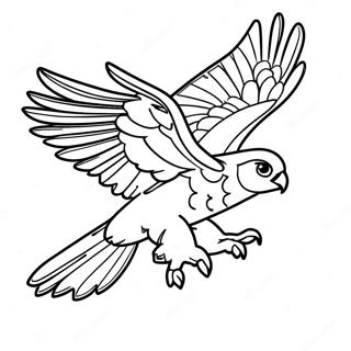 Majestic Falcon in Flight Coloring Page | Falcon coloring page