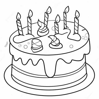 Colorful Birthday Cake for Nana Coloring Page | Happy Birthday Nana coloring page