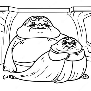 Jabba the Hutt with Princess Leia Coloring Page | Jabba the Hutt coloring page