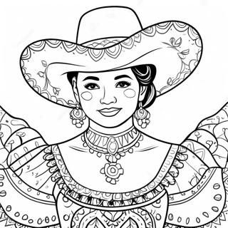 Traditional Folklorico Dancer with Hat Coloring Page | Folklorico Dancer coloring page