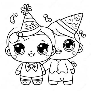 Cute LOL Dolls in Party Hats Coloring Page | Lol Dolls coloring page