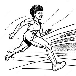 Wilma Rudolph Running Fast Coloring Page | Wilma Rudolph coloring page