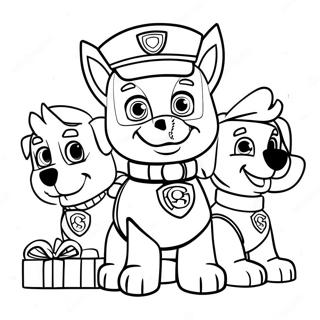 Christmas Paw Patrol Coloring Page