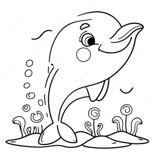 Cute Cartoon Dolphin Coloring Page | Sea Animals coloring page