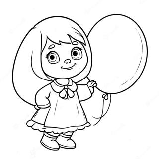 Masha with Colorful Balloons Coloring Page | Masha and Bear coloring page