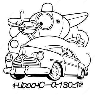 Hudson Hornet Cartoon Style Coloring Page | Hudson Hornet coloring page
