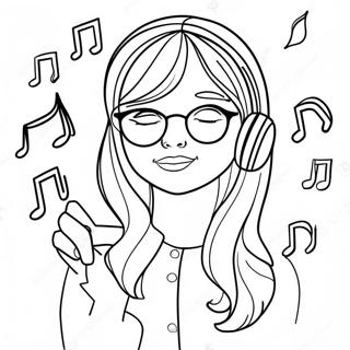 Daria with Musical Notes Coloring Page | Daria Song coloring page