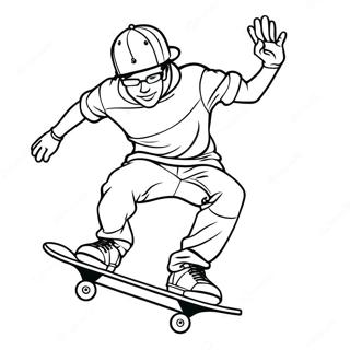 Cool Skateboarder Performing Tricks Coloring Page | Skateboard coloring page