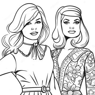 1970s Retro Fashion Coloring Page | 1970s coloring page