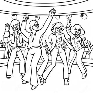 1970s Disco Dance Party Coloring Page | 1970s coloring page