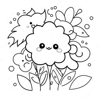 Cute Kawaii Flower Bouquet Coloring Page | Kawaii Flower coloring page