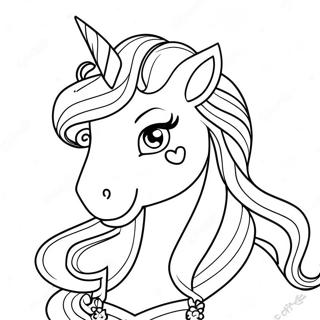Sparkling Unicorn Princess Coloring Page | Unicorn Princess coloring page