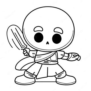 Dust Sans in Battle Pose Coloring Page | Dust Sans coloring page