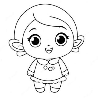 Cute Kawaii Chan with Big Eyes Coloring Page | Kawaii Chan coloring page