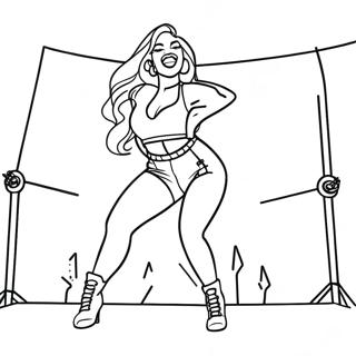 Megan Thee Stallion Performing on Stage Coloring Page | Megan Thee Stallion coloring page