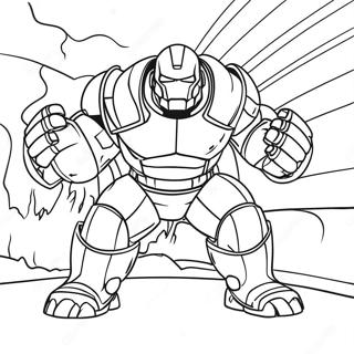 Hulkbuster in Battle Coloring Page | Hulkbuster coloring page