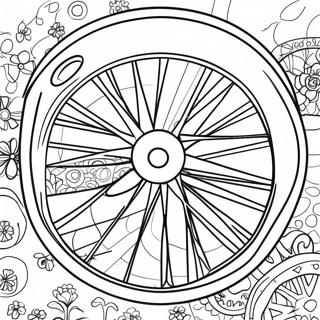 Colorful Bicycle Wheel Coloring Page | Wheel coloring page