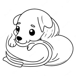 Cute Sleeping Puppy with Blanket Coloring Page | Sleeping Puppy coloring page
