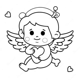 Cute Cherub with Heart Coloring Page | Cherub coloring page
