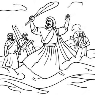 Crossing the Red Sea Miracle Coloring Page | Crossing the Red Sea coloring page