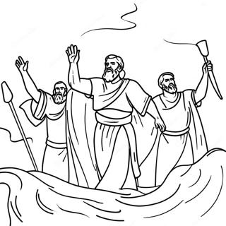 Moses Parting the Red Sea Coloring Page | Crossing the Red Sea coloring page